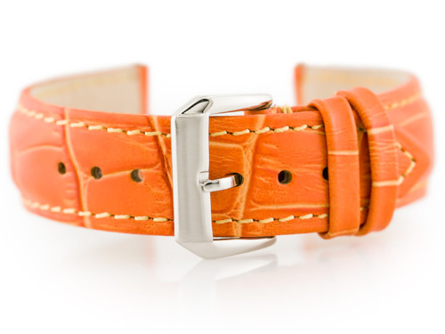 Pasek skórzany do zegarka W64 - pomarańczowy 18mm