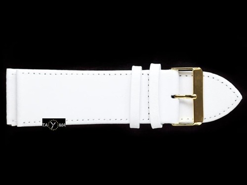 Pasek skórzany do zegarka - biały/złoty - 28mm